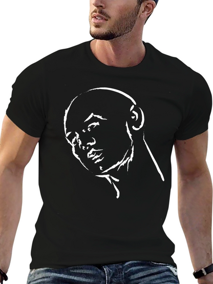 Contemplative Portrait Graphic Tee - Black