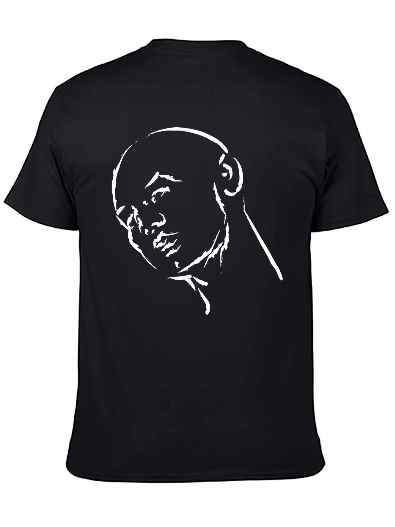 Contemplative Portrait Graphic Tee - Black