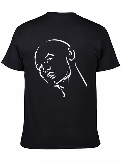 Contemplative Portrait Graphic Tee - Black