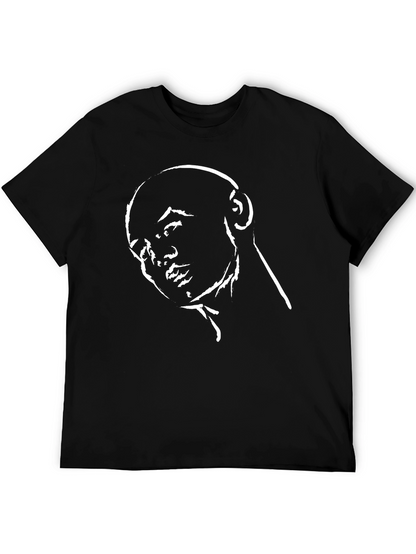 Contemplative Portrait Graphic Tee - Black