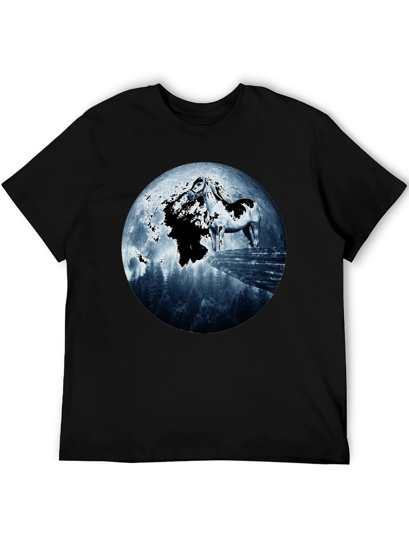 Horse & Moon Graphic T-Shirt - Black