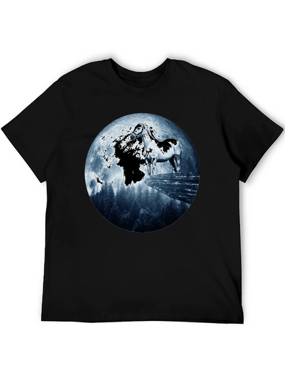 Horse & Moon Graphic T-Shirt - Black