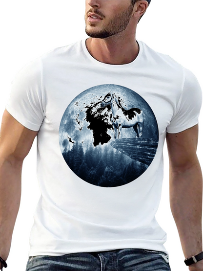 Horse & Moon Graphic T-Shirt - Black