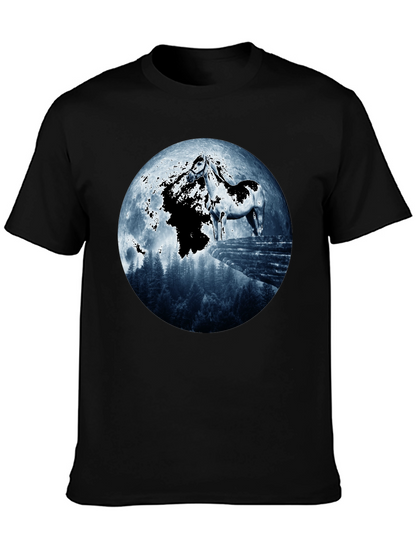 Horse & Moon Graphic T-Shirt - Black