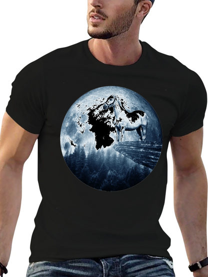Horse & Moon Graphic T-Shirt - Black