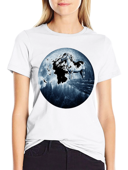Horse & Moon Graphic T-Shirt - Black