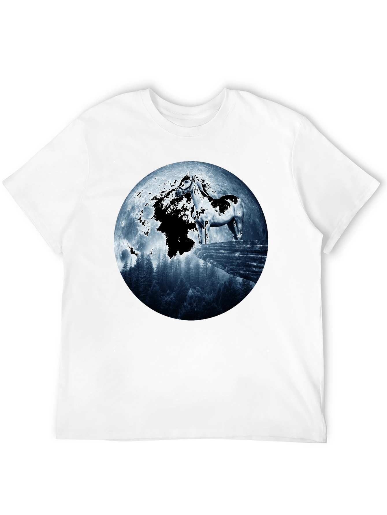 Horse & Moon Graphic T-Shirt - Black