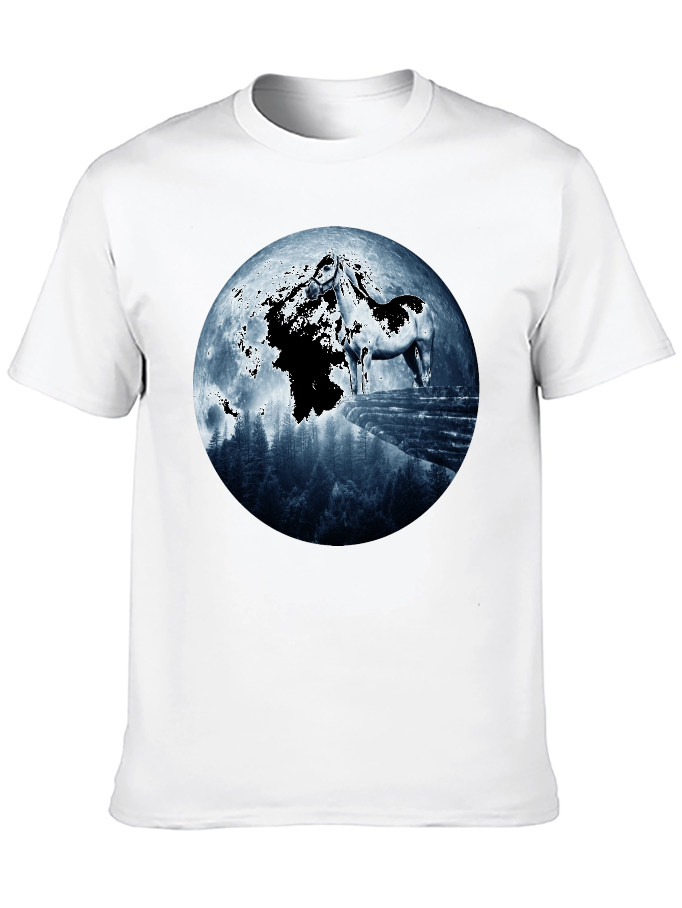 Horse & Moon Graphic T-Shirt - Black