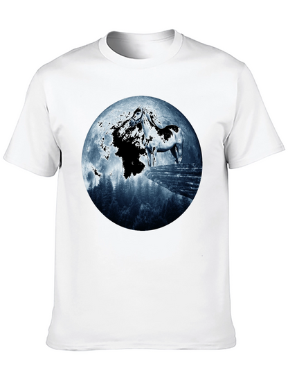 Horse & Moon Graphic T-Shirt - Black