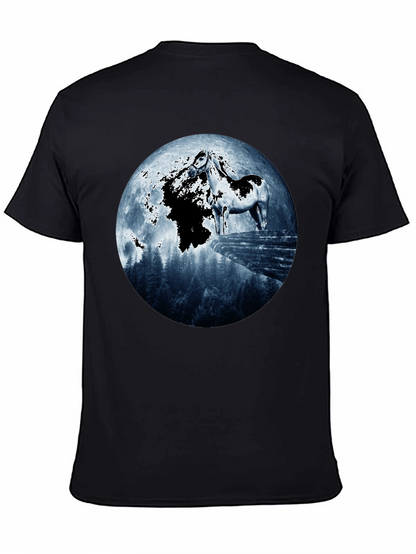 Horse & Moon Graphic T-Shirt - Black