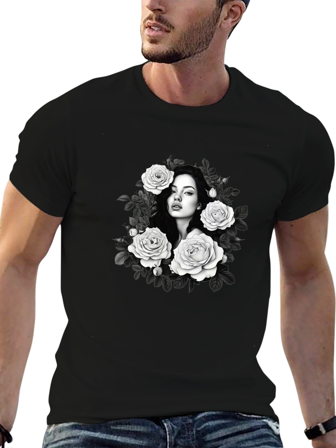 Floral Portrait Graphic T-Shirt