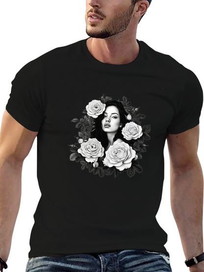 Floral Portrait Graphic T-Shirt
