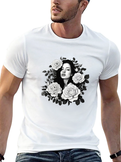 Floral Portrait Graphic T-Shirt
