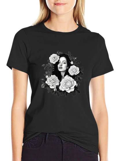 Floral Portrait Graphic T-Shirt