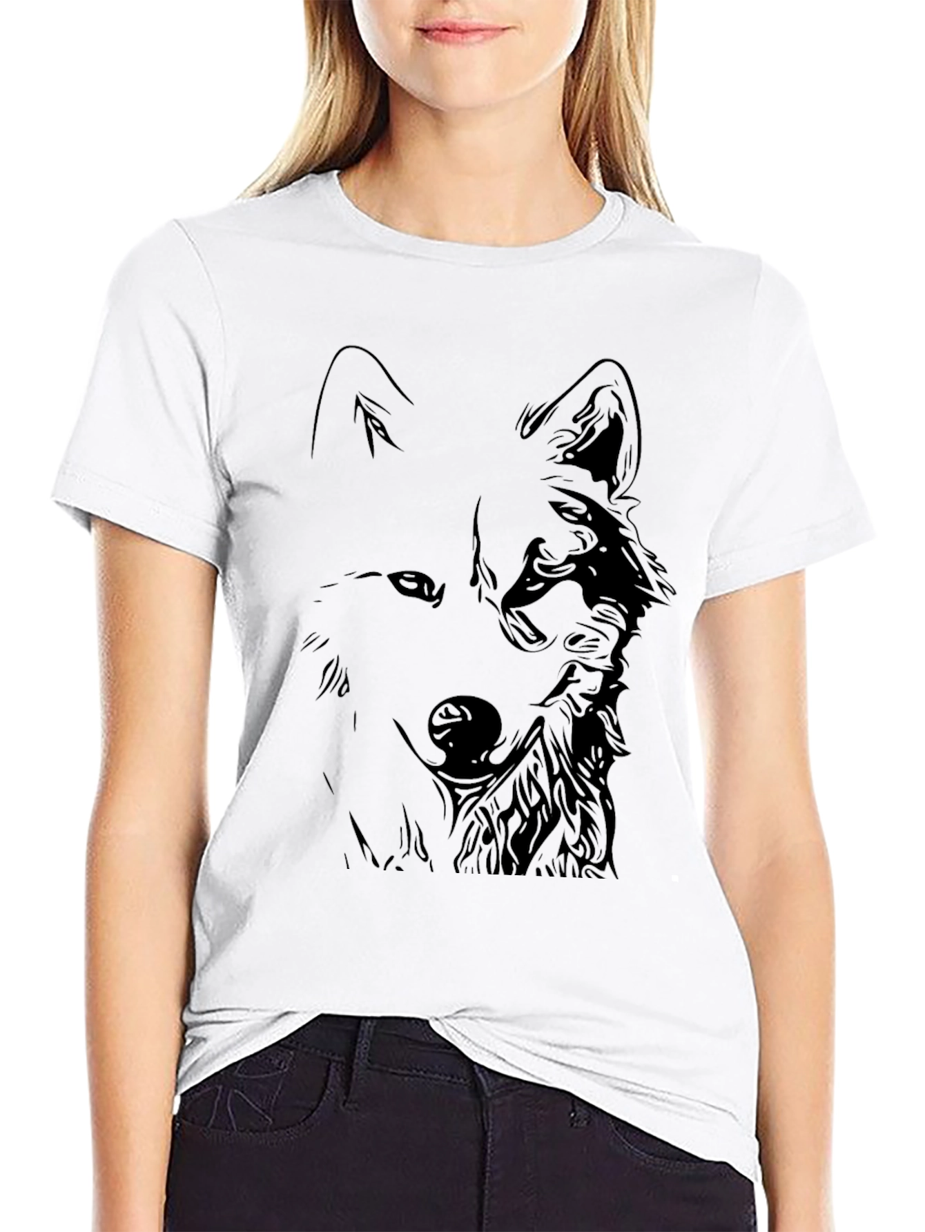 Black Wolf Graphic Tee - Stylish Mens T-Shirt
