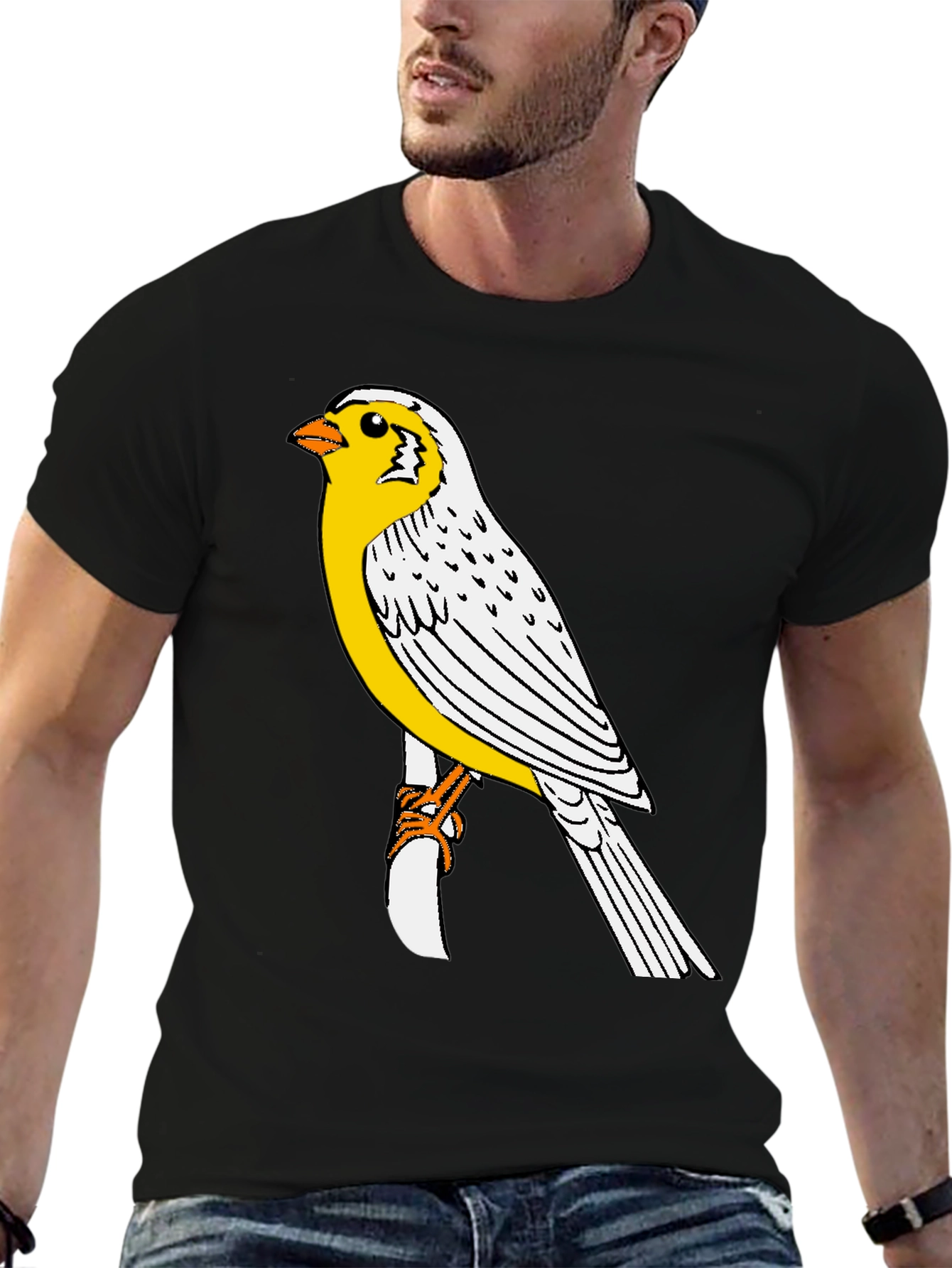 Canary Bird Graphic T-Shirt - Black Casual Tee