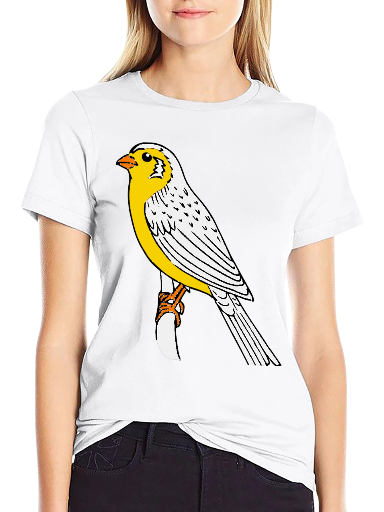 Canary Bird Graphic T-Shirt - Black Casual Tee