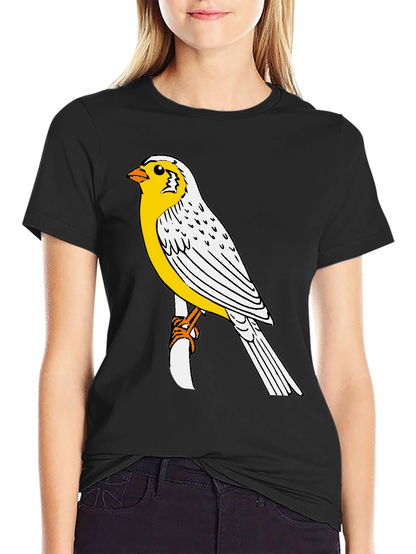 Canary Bird Graphic T-Shirt - Black Casual Tee