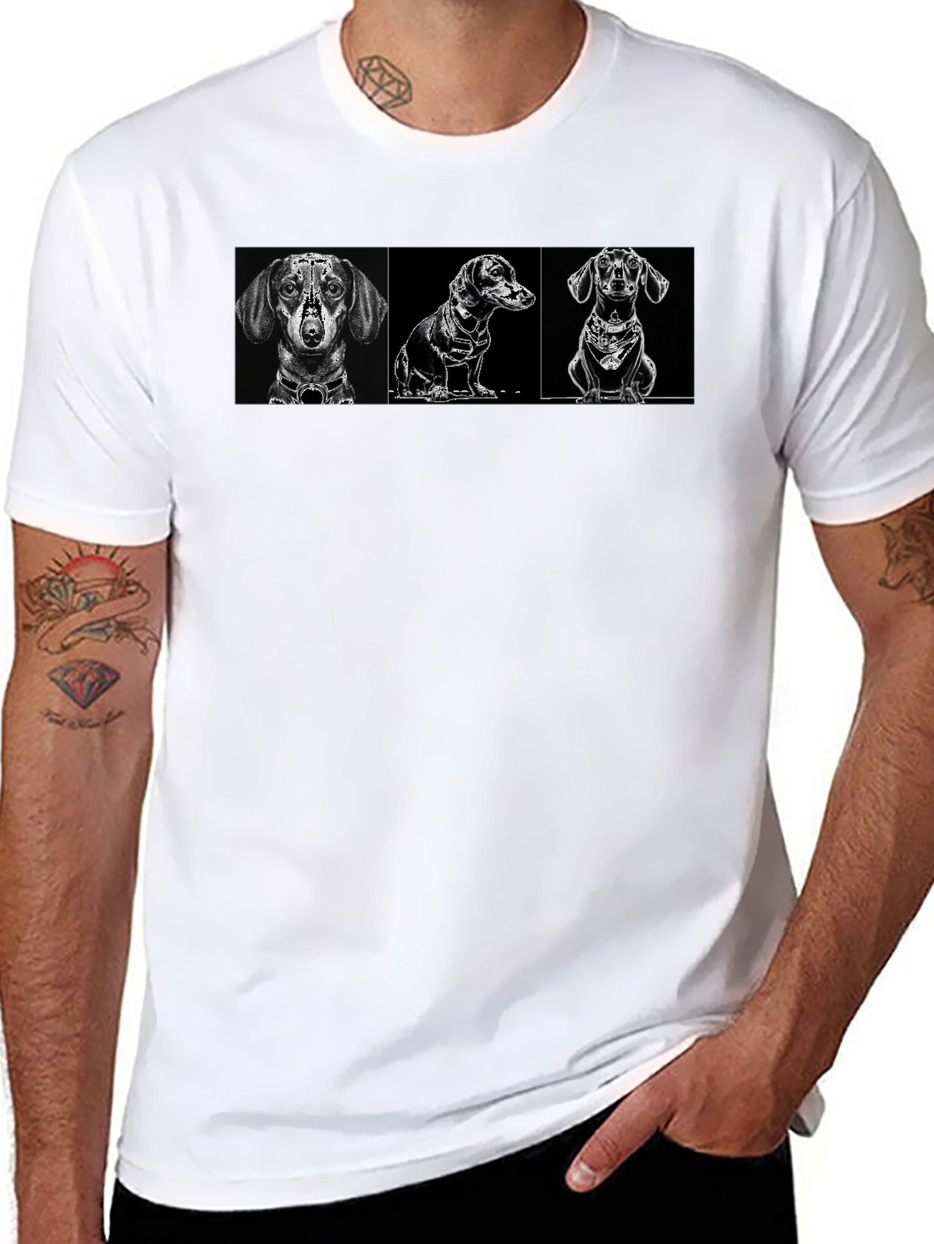 Dachshund Dog Breed Graphic Print Black T-Shirt