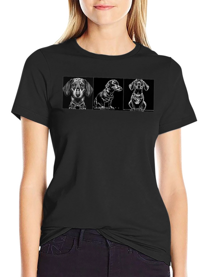 Dachshund Dog Breed Graphic Print Black T-Shirt