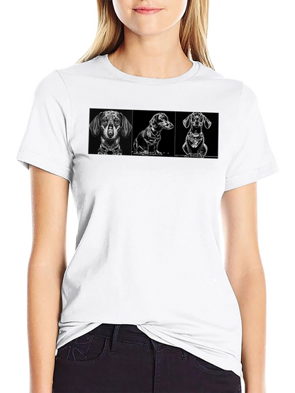 Dachshund Dog Breed Graphic Print Black T-Shirt