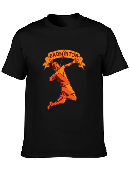 Badminton Player Graphic Tee - Sporty Black T-Shirt