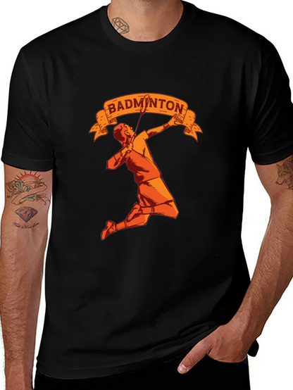 Badminton Player Graphic Tee - Sporty Black T-Shirt