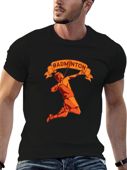 Badminton Player Graphic Tee - Sporty Black T-Shirt