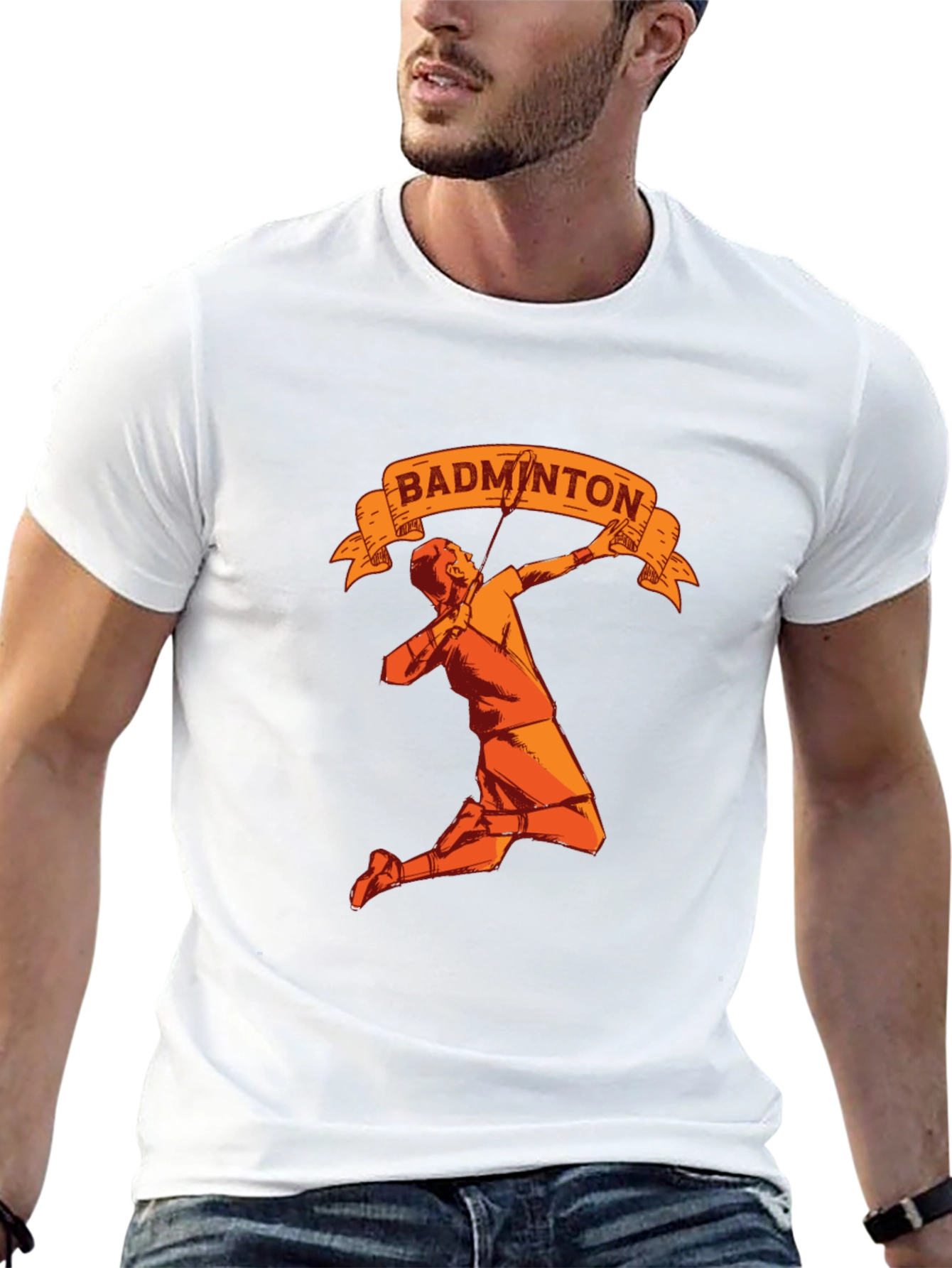 Badminton Player Graphic Tee - Sporty Black T-Shirt