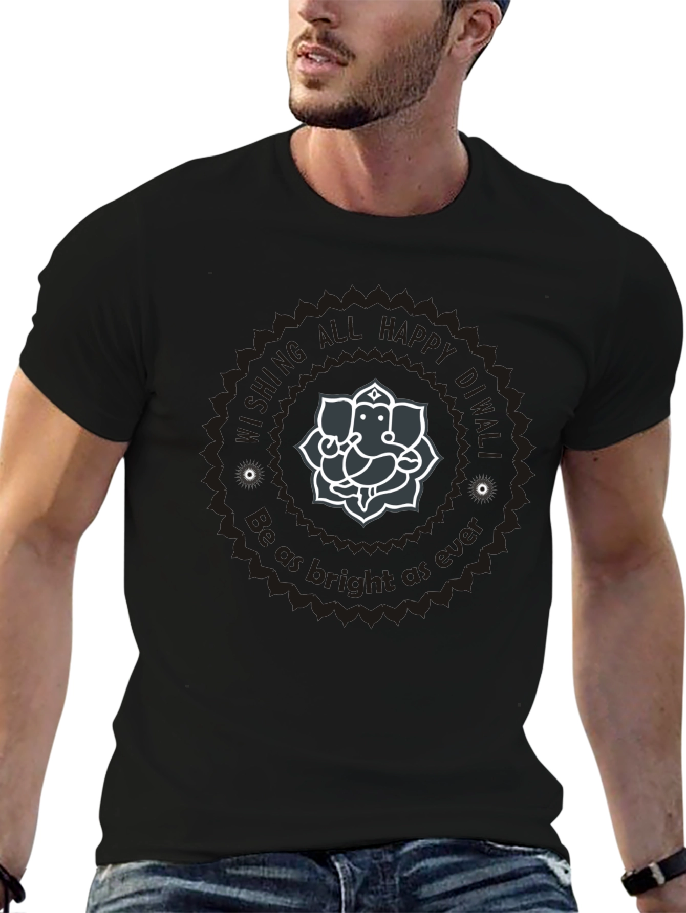 Diwali Ganesha Graphic Tee - Wishing All Happy Diwali