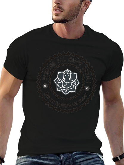 Diwali Ganesha Graphic Tee - Wishing All Happy Diwali