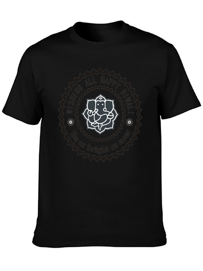 Diwali Ganesha Graphic Tee - Wishing All Happy Diwali