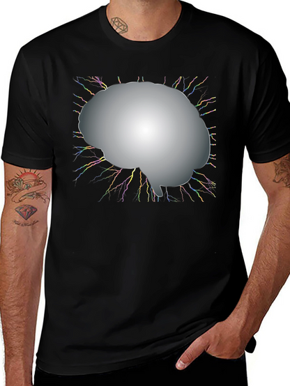 Brain Power Graphic Tee - Black Cotton T-Shirt
