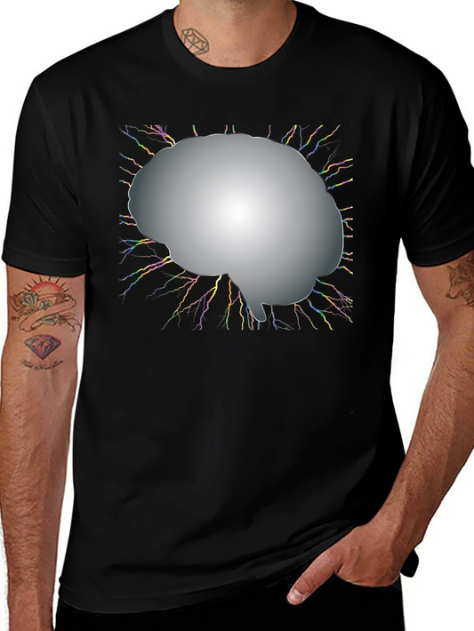 Brain Power Graphic Tee - Black Cotton T-Shirt