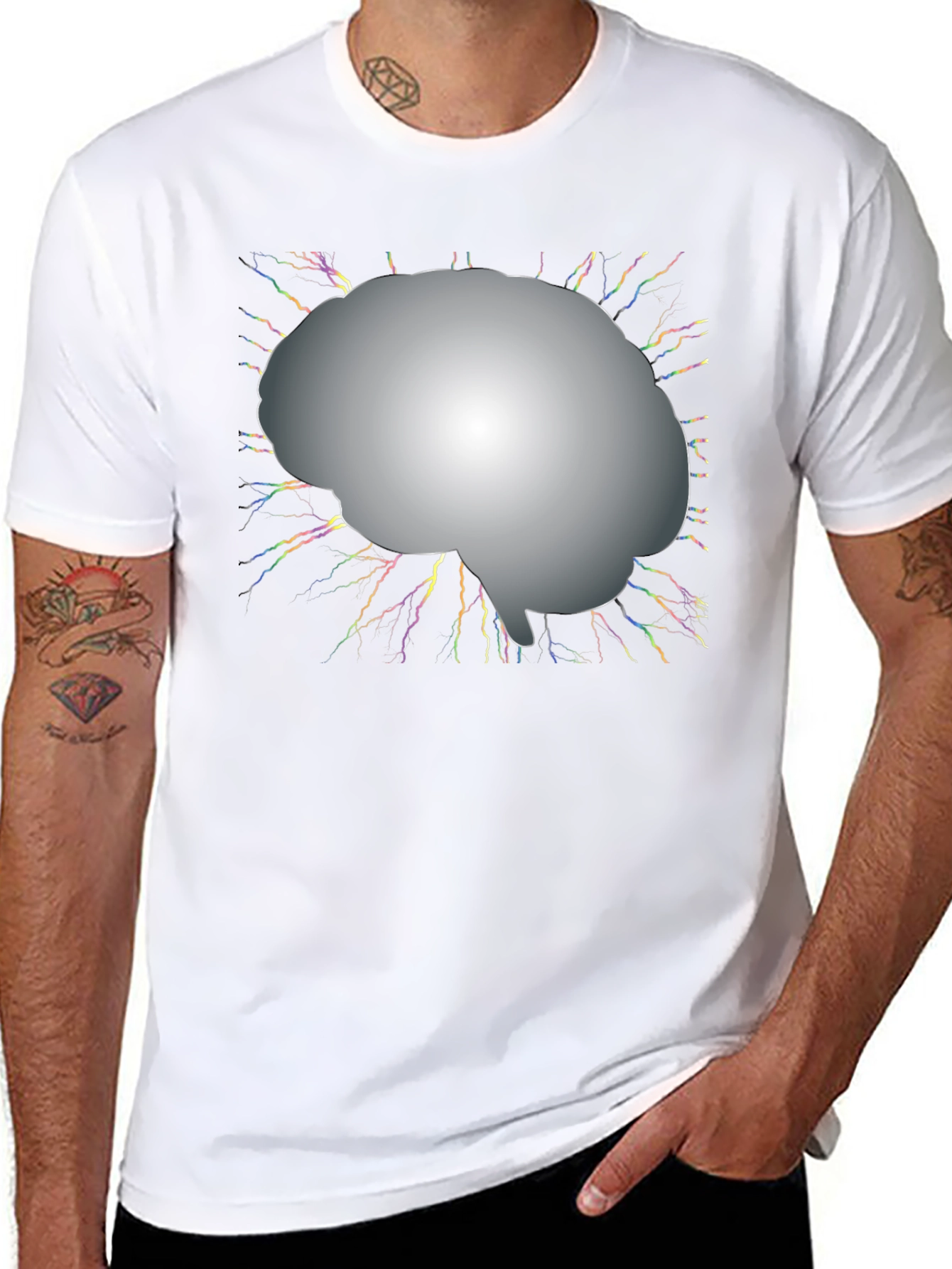 Brain Power Graphic Tee - Black Cotton T-Shirt