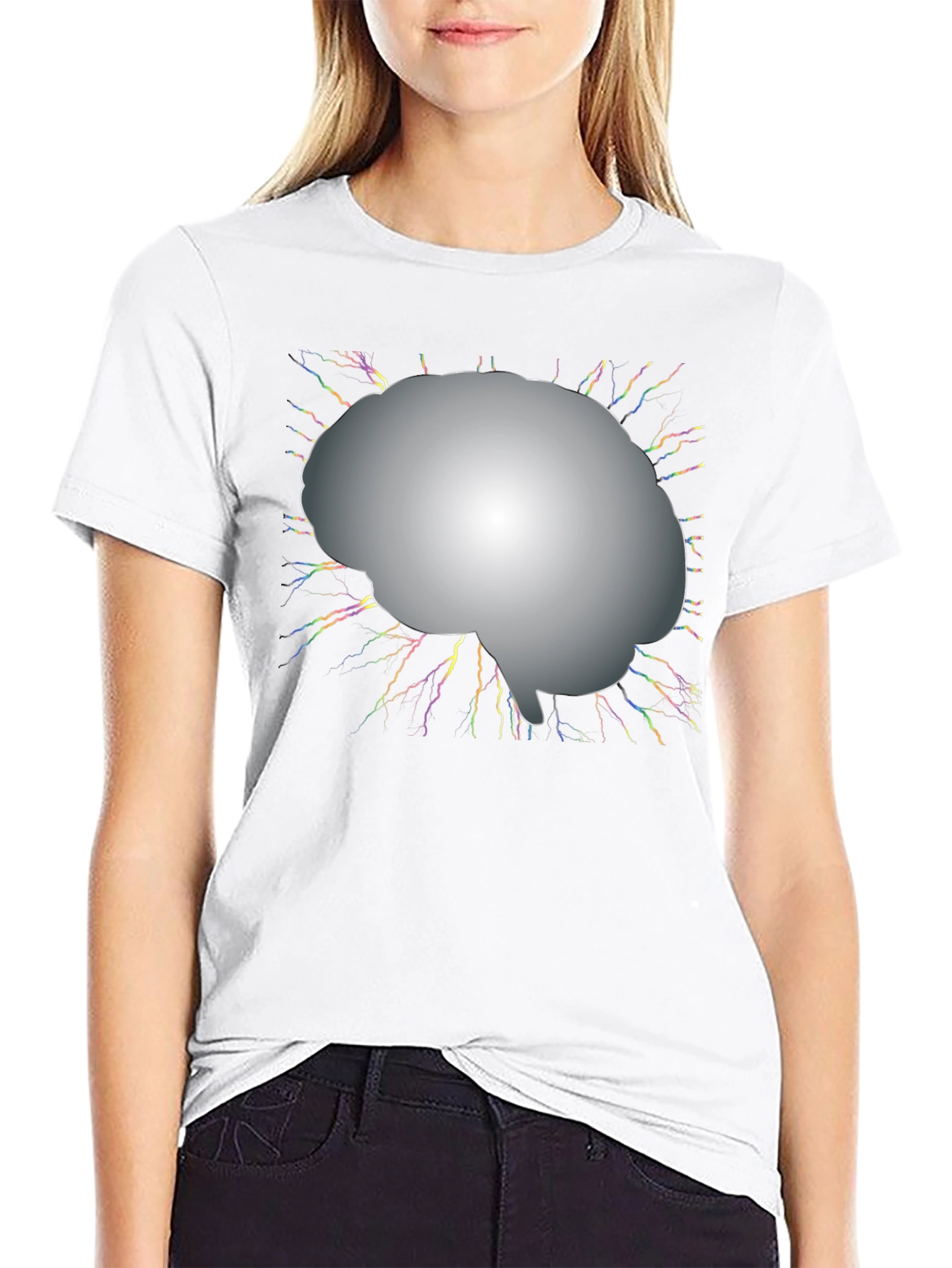 Brain Power Graphic Tee - Black Cotton T-Shirt