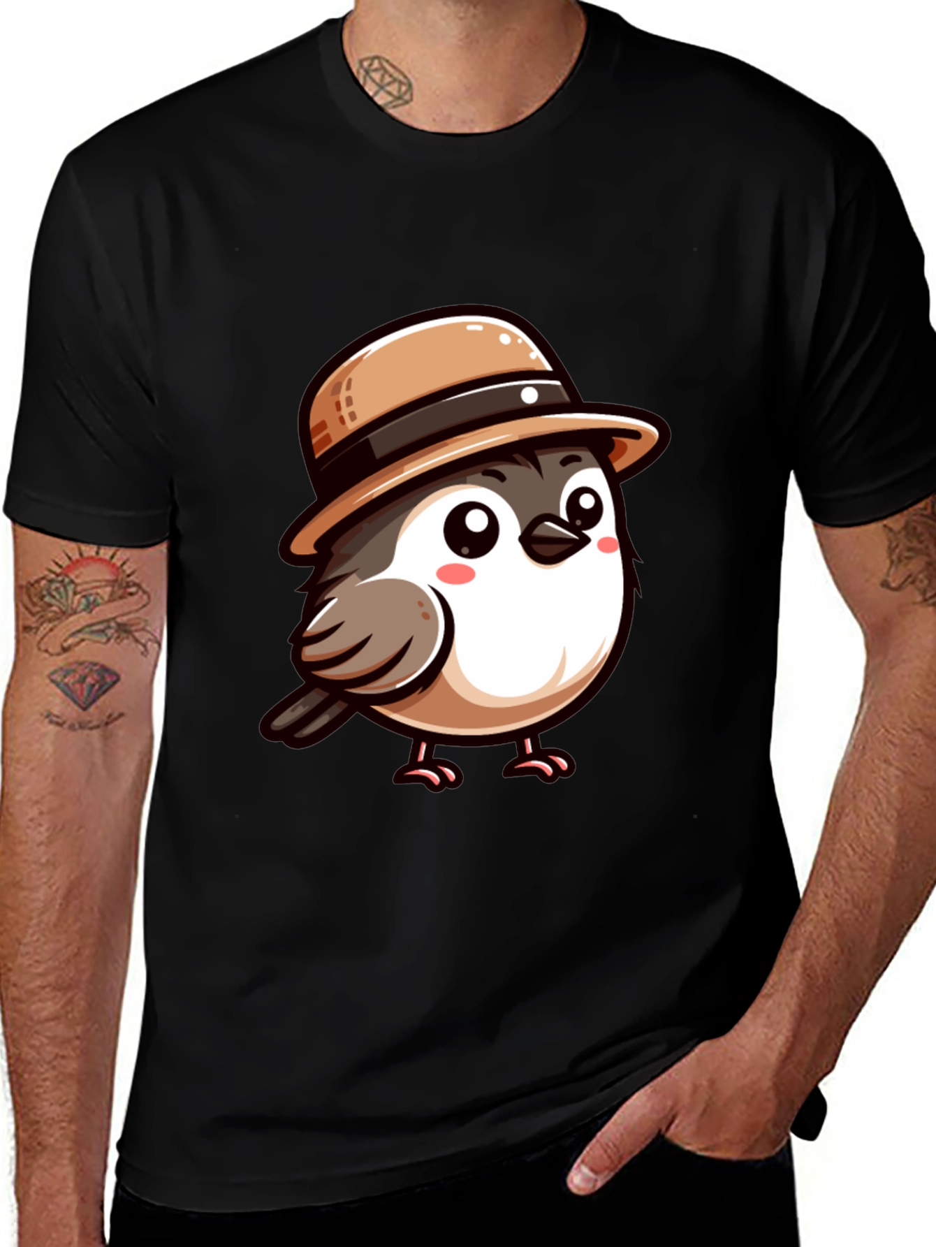 Cute Bird with Hat Graphic Tee