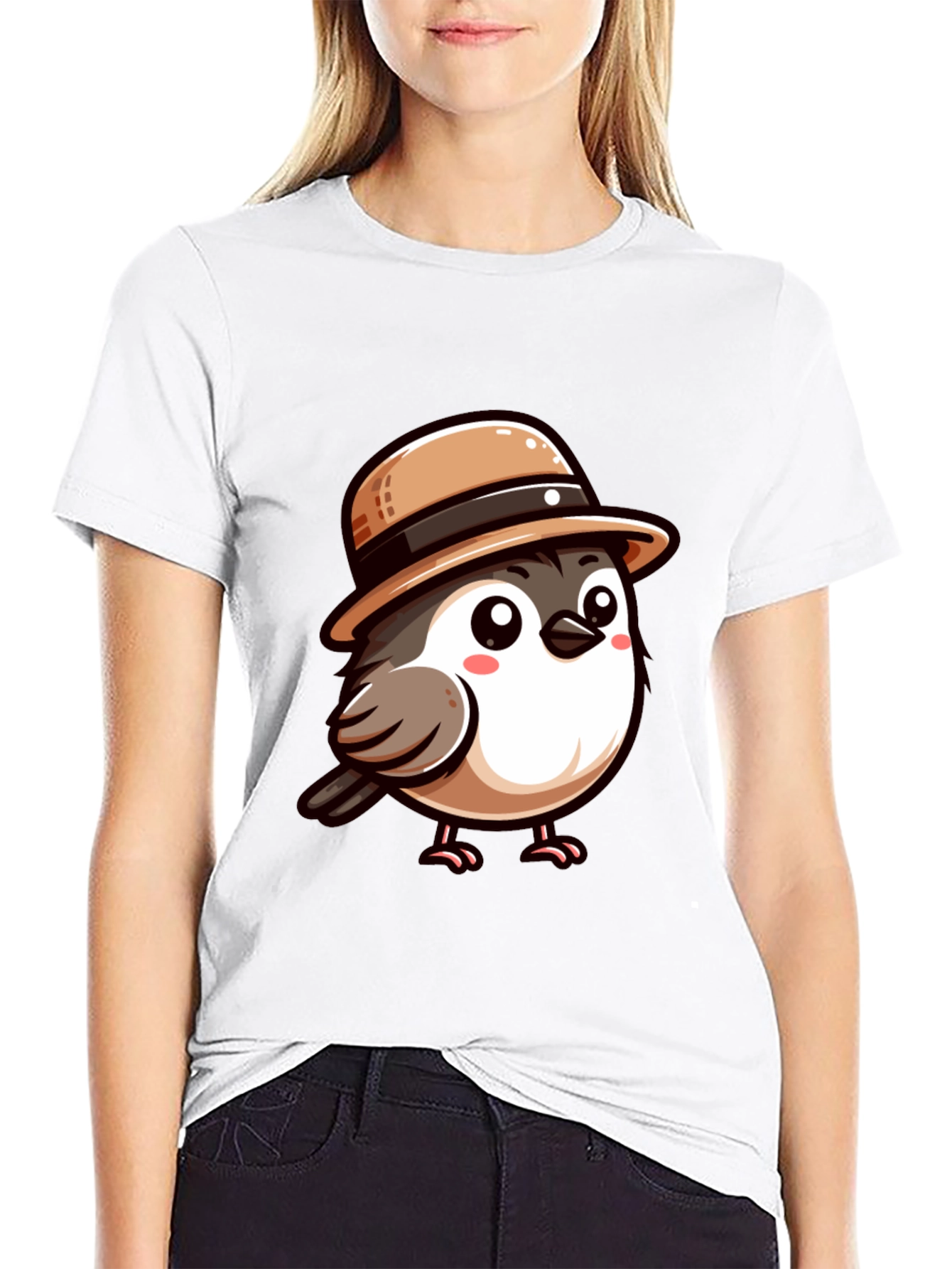 Cute Bird with Hat Graphic Tee