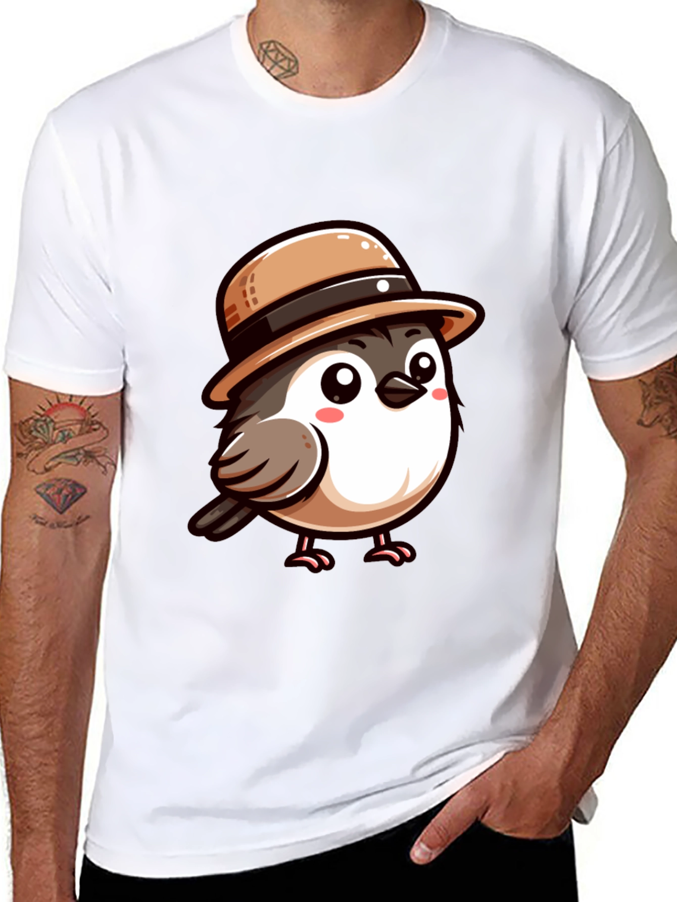 Cute Bird with Hat Graphic Tee