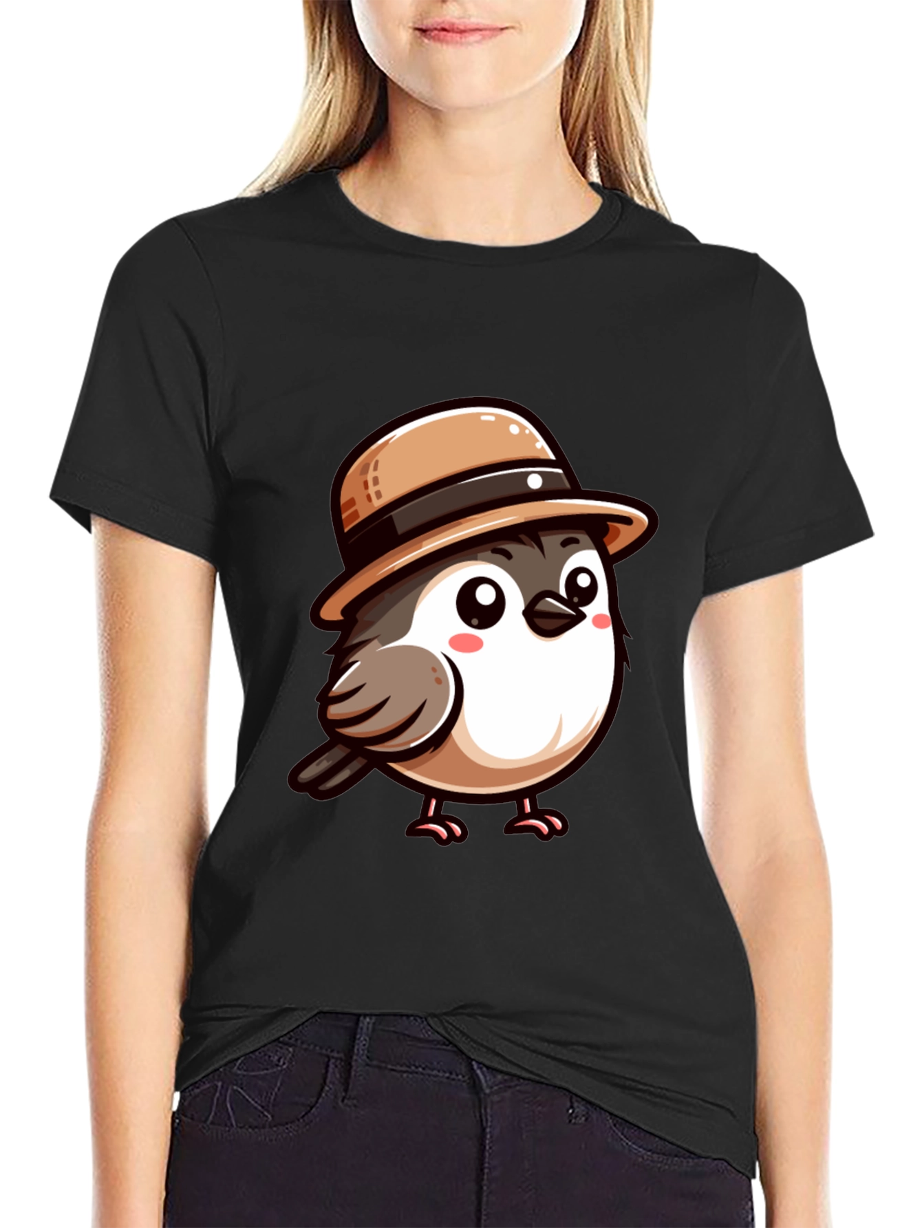 Cute Bird with Hat Graphic Tee