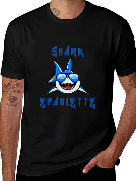 Cool Shark Graphic T-Shirt - Blue Cartoon Design