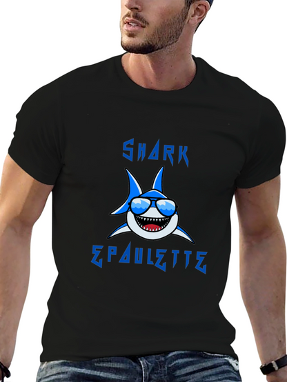 Cool Shark Graphic T-Shirt - Blue Cartoon Design