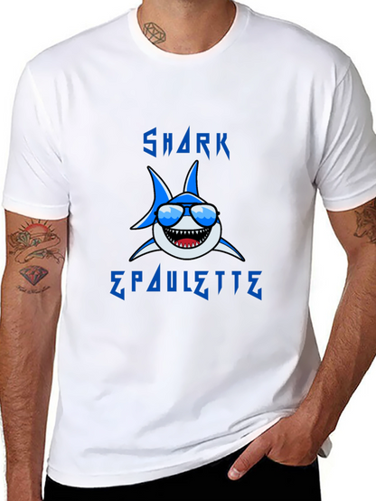 Cool Shark Graphic T-Shirt - Blue Cartoon Design
