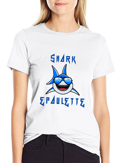 Cool Shark Graphic T-Shirt - Blue Cartoon Design