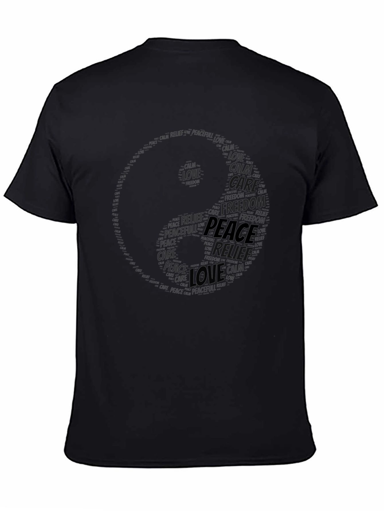 Yin Yang Peace Word Art T-Shirt