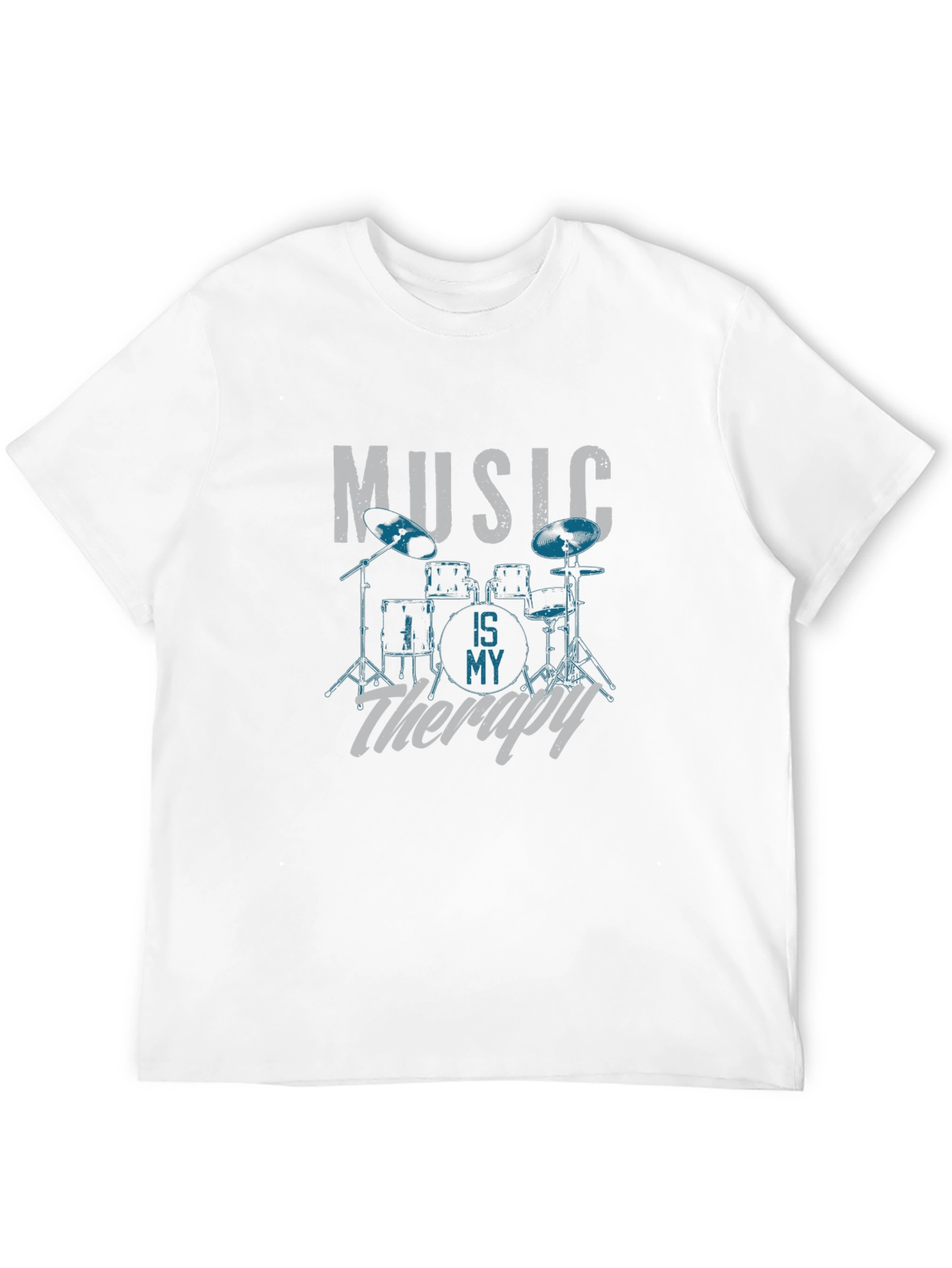 Music Is My Therapy Drum Set Graphic T-Shirt