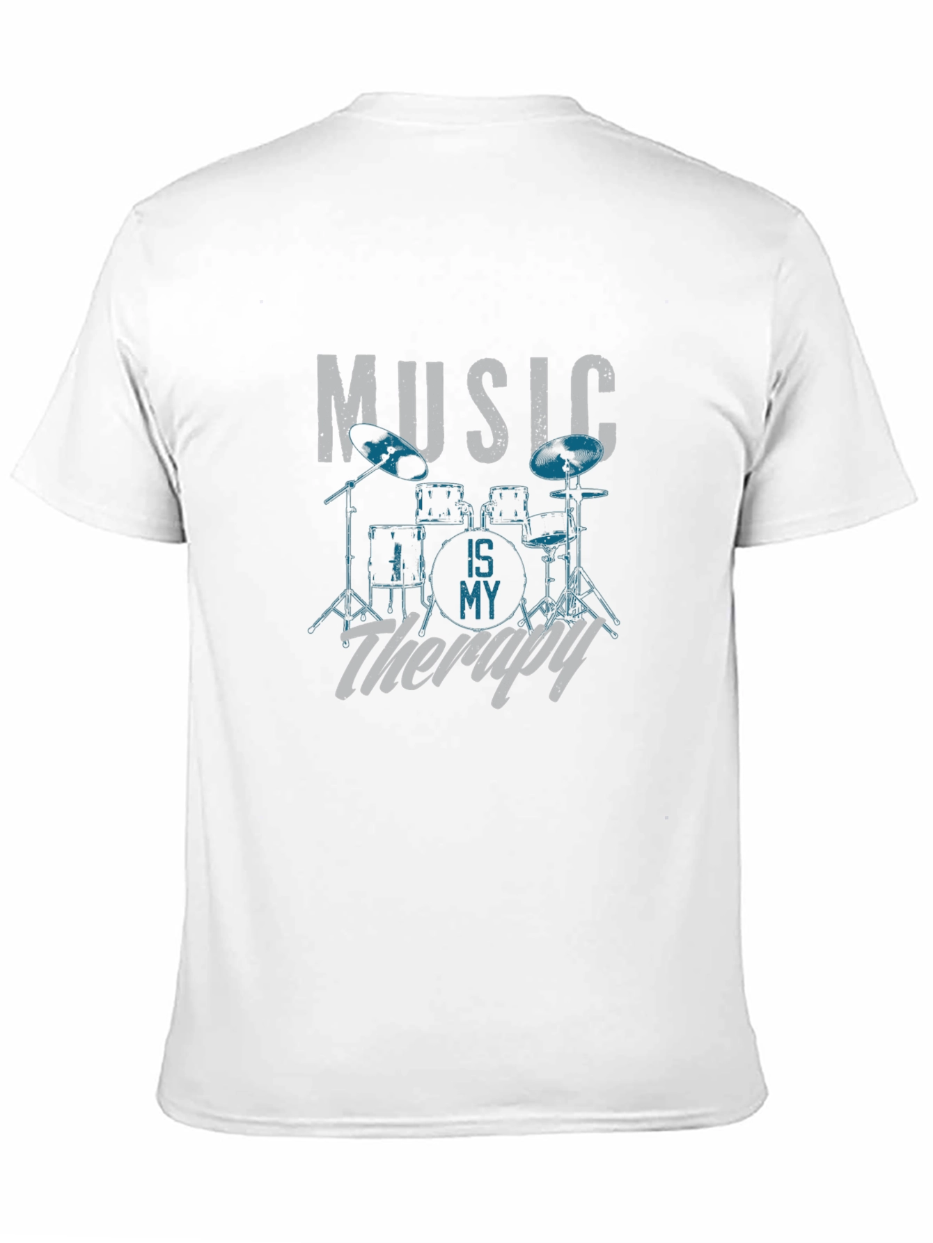 Music Is My Therapy Drum Set Graphic T-Shirt