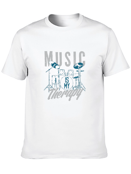 Music Is My Therapy Drum Set Graphic T-Shirt