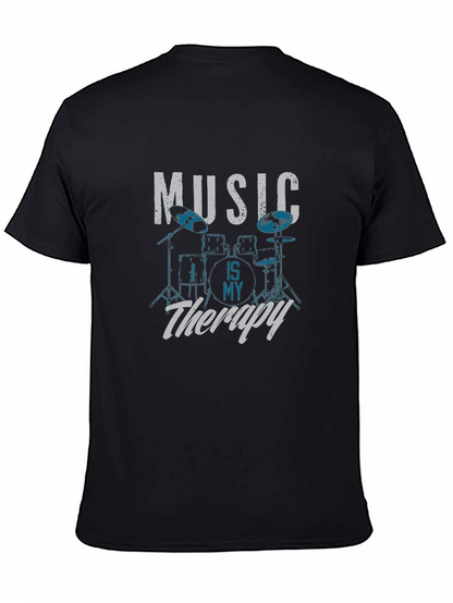 Music Is My Therapy Drum Set Graphic T-Shirt