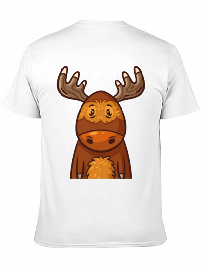 Cute Cartoon Moose Black T-Shirt